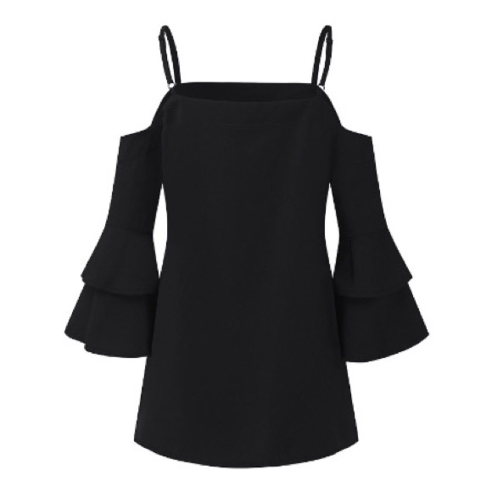 Cold Shoulder Ruffle Sleeve Chiffon Blouse - Picture 4 of 5